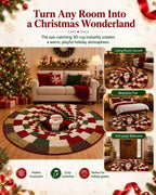 🎄3D Christmas Gnome Optical Illusion Round Rug | Fun Festive Home Decor Must‑Have⭐🏠🎁