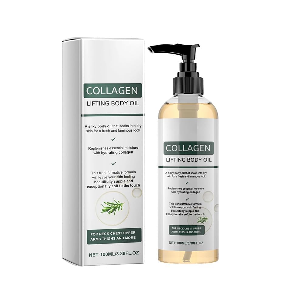 Collagen Lifting Body Oil, Advanced Hydrating Collagen Oil for Body & After Shower, Anti Aging Moisturizing Collagen Body Oil for Women & Men Helps Soften Appearance of Crepe Skin & Wrinkles 3.8 Fl Oz