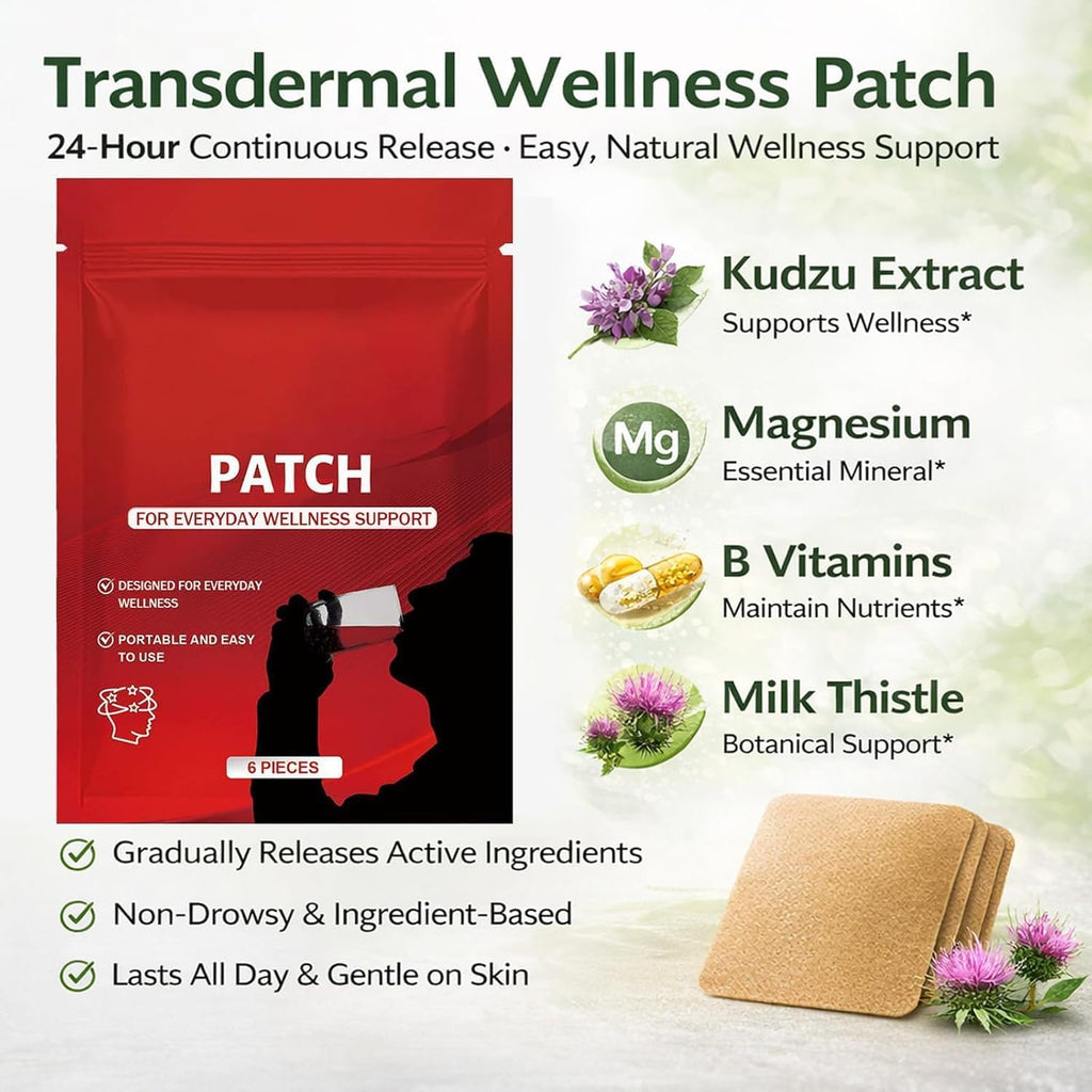 Soberra Patches, Transdermal Wellness Patch with Kudzu Extract, Magnesium, B Vitamins & Milk Thistle, 2 Pack, 12 Patches (2)