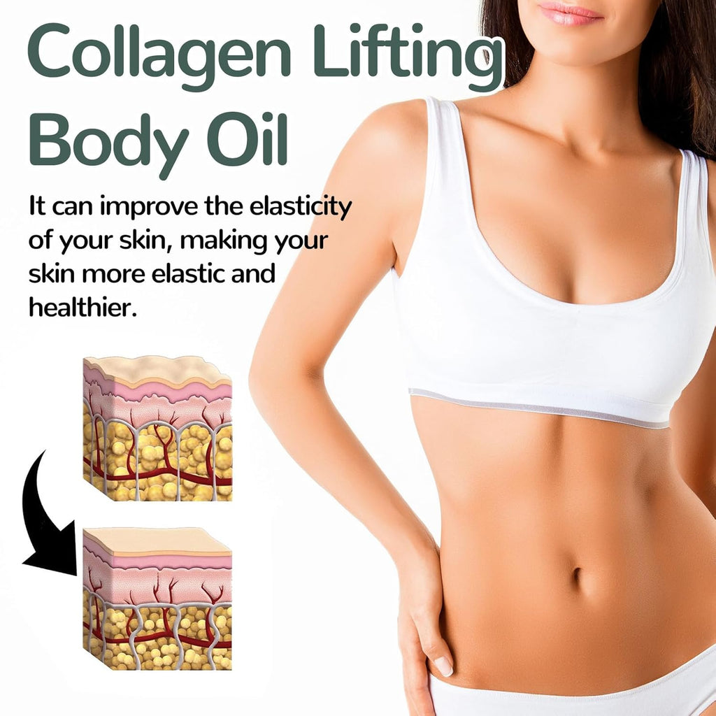 Collagen Lifting Body Oil, Advanced Hydrating Collagen Oil for Body & After Shower, Anti Aging Moisturizing Collagen Body Oil for Women & Men Helps Soften Appearance of Crepe Skin & Wrinkles 3.8 Fl Oz