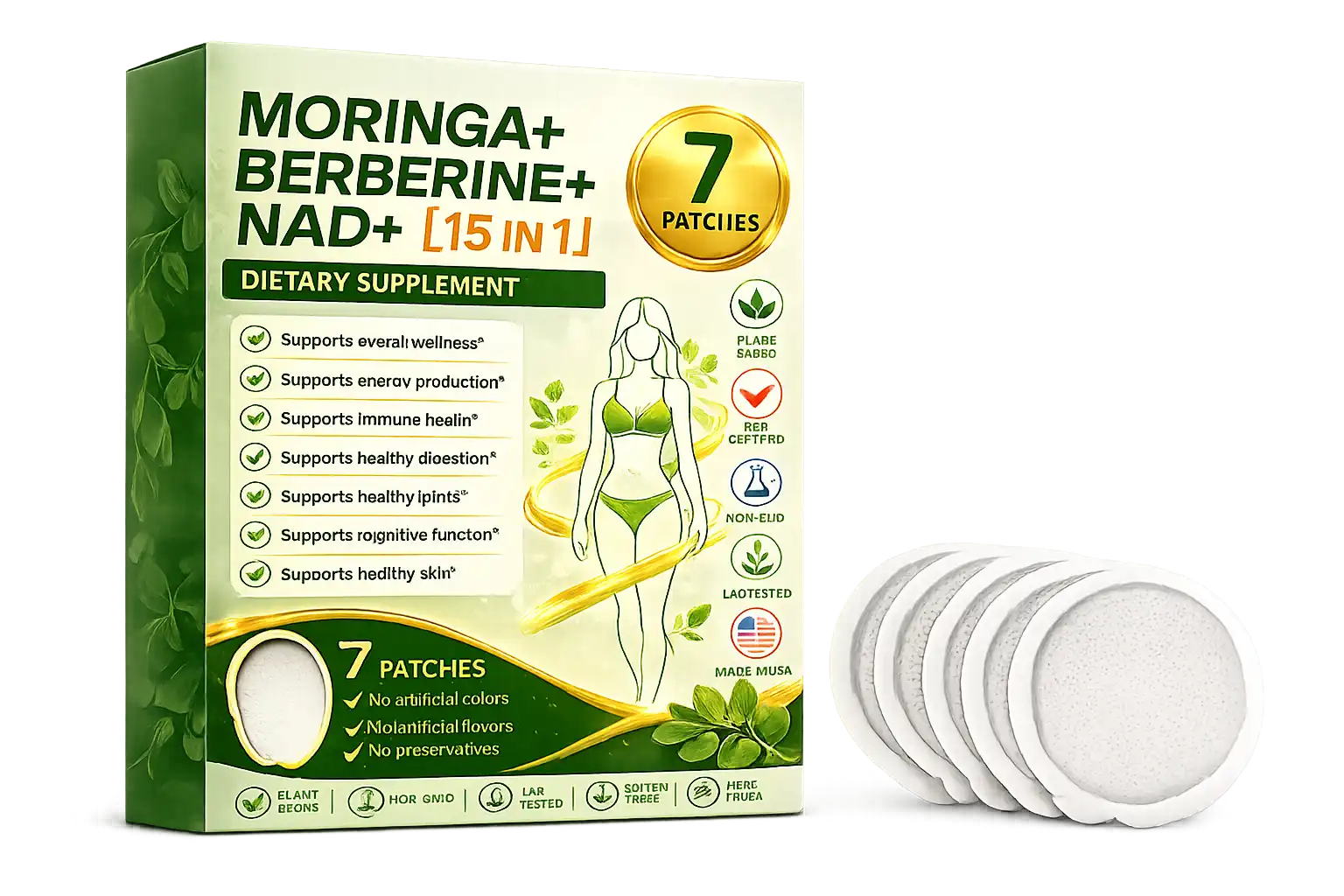 DE 15-in-1-Pflaster mit Moringa, Berberin und NAD+ | 7 Pflaster pro Packung